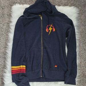 Aviator Nation Navy Hoodie with Red and Yellow Accents